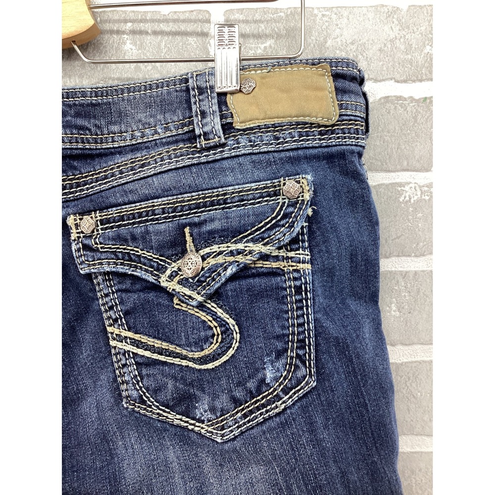 Silver Jeans Co Suki Surplus Bootcut Jeans Dark Wash Distressed Womens 16 L32 - Picture 7 of 10